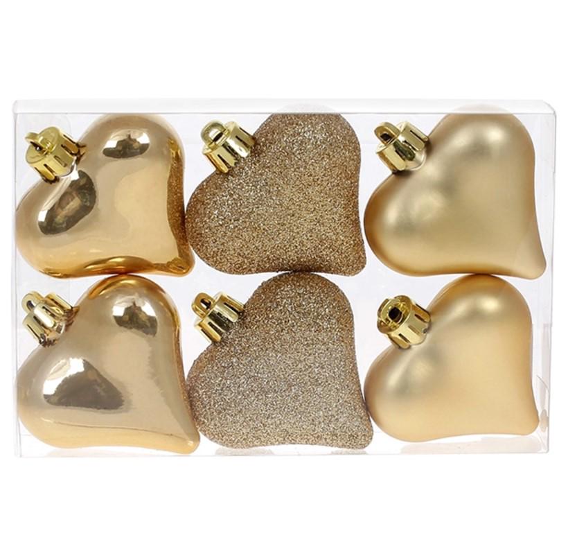 Набор украшений Сердечки новогодних пластиковых 6 шт. 6 см (13047)