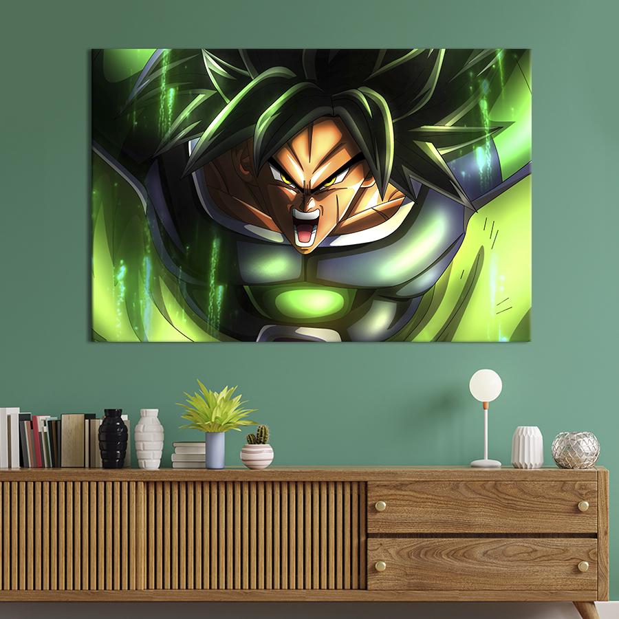 Настенный декор картина на холсте для интерьера Сайян Броли - персонаж Драконьего жемчуга 120x80 см (651-1)