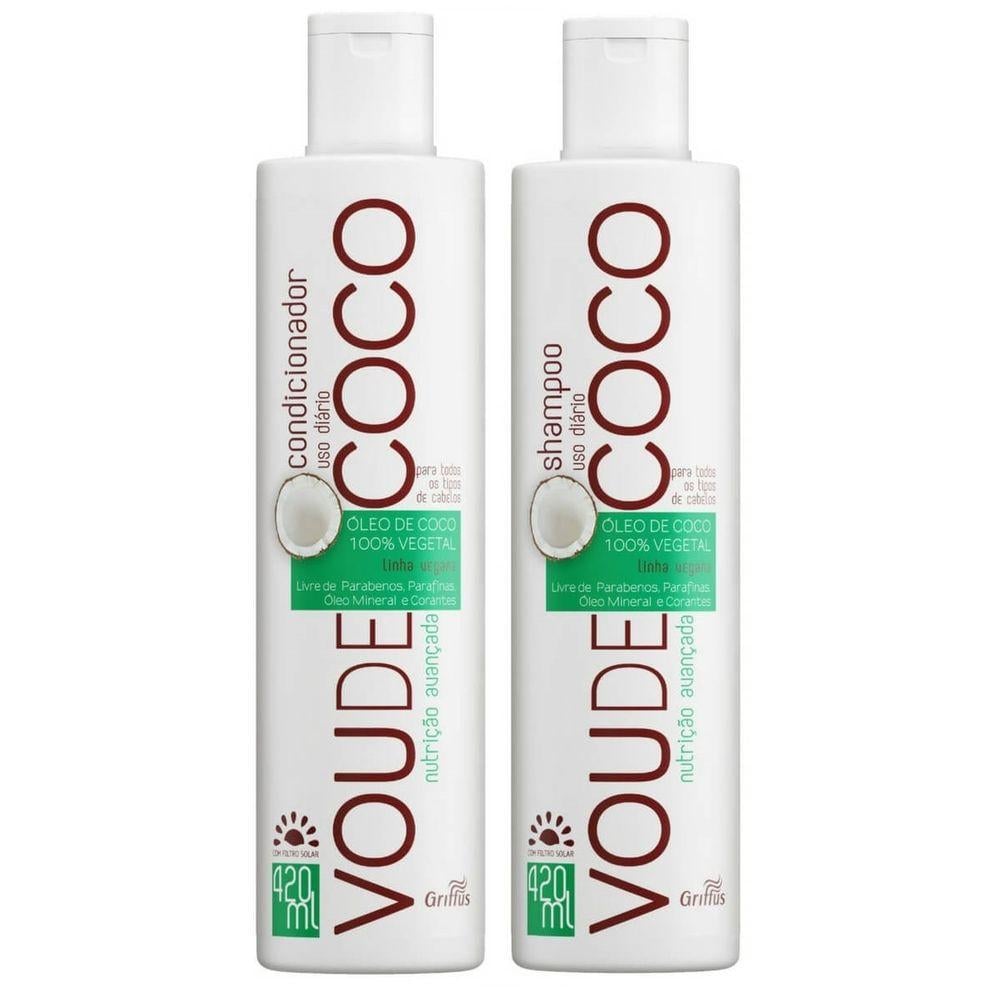 Набор для восстановления волос Griffus Kit Shampoo + Condicionador Vou De Coco Griffus 420 + 420 ml - фото 1