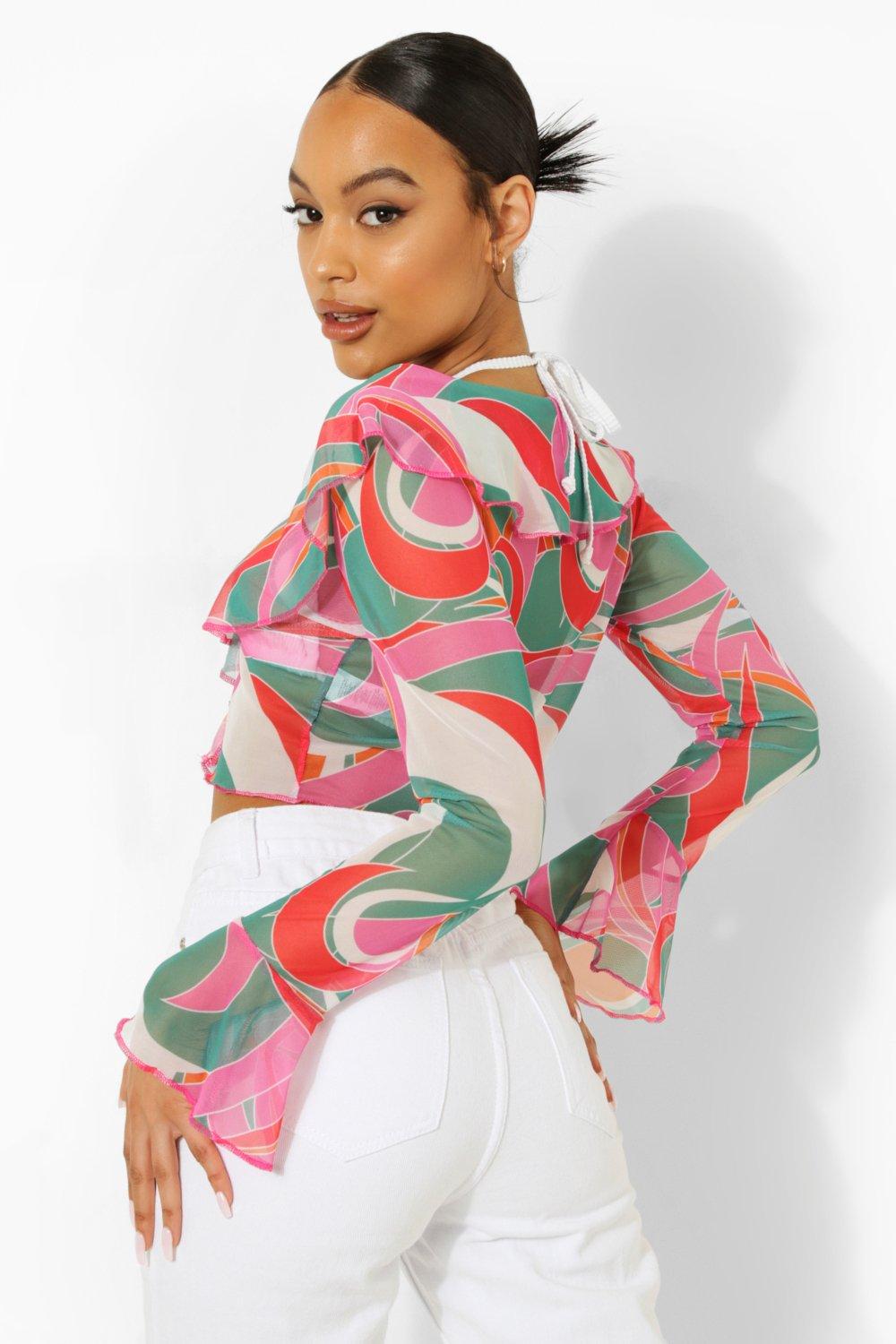 Топ сіточкою Boohoo з абстрактним принтом S - фото 2