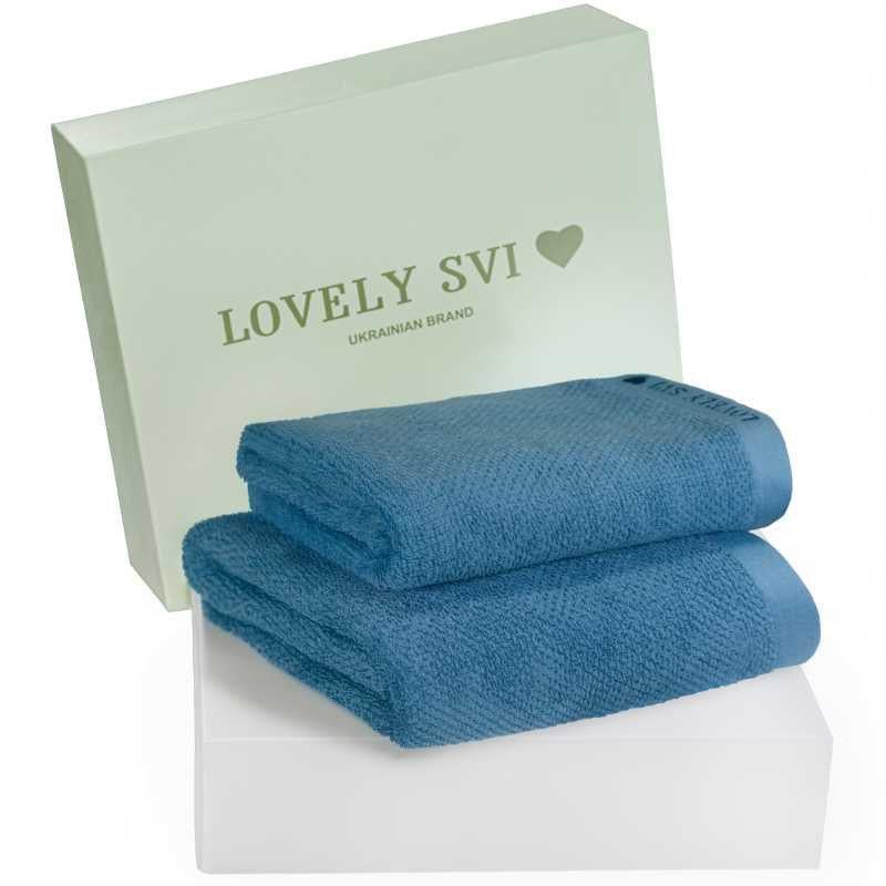 Набор полотенец Lovely Svi жакард 2 шт. в коробке 70x140 см и 50x90 см Синий (130226)