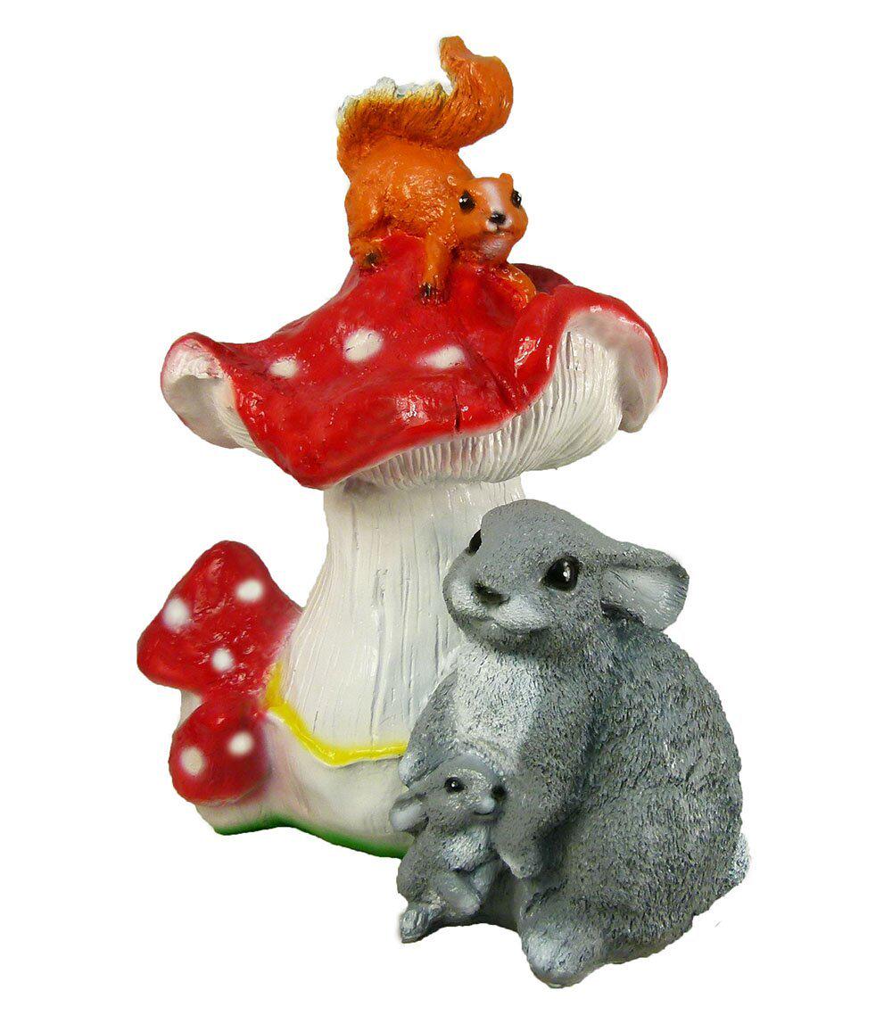 Садова фігура Гриб з крольчихою та білкою 50х40х20 см