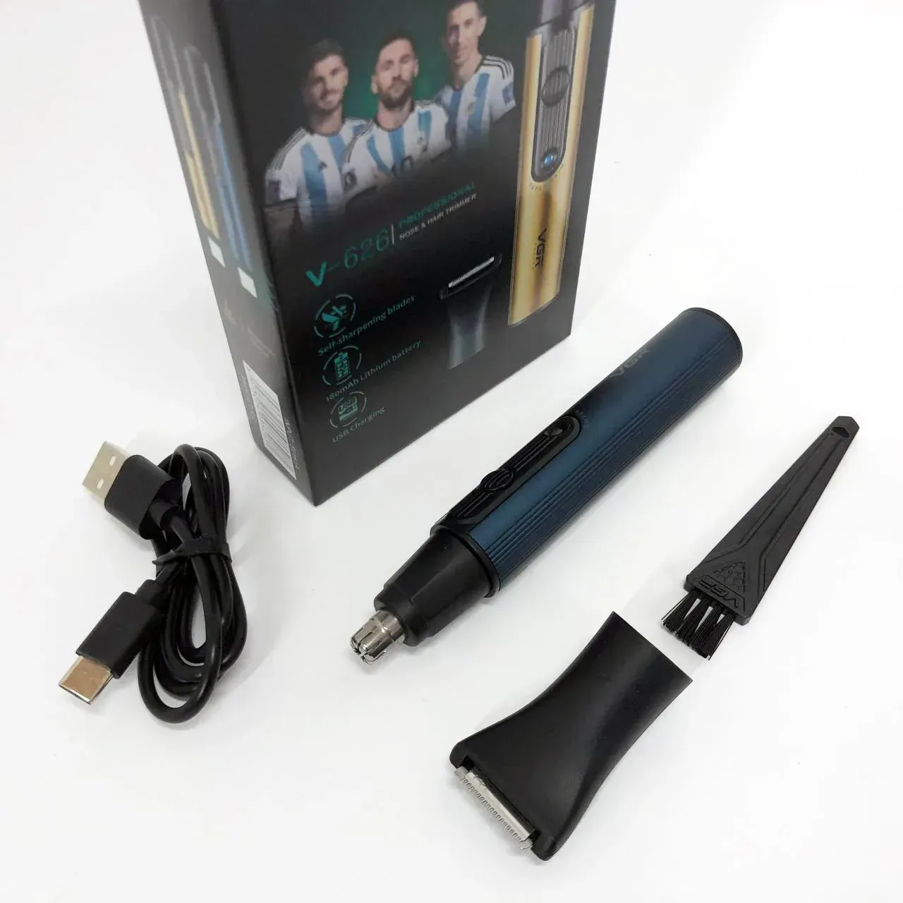 Тример акумуляторний VGR V-626 2в1 для чоловіків/насадка для носа/вух/окантовки бороди Синій (ML-04837) - фото 7 Тример акумуляторний VGR V-626 2в1 для чоловіків/насадка для носа/вух/окантовки бороди Синій (ML-04837) - фото 7