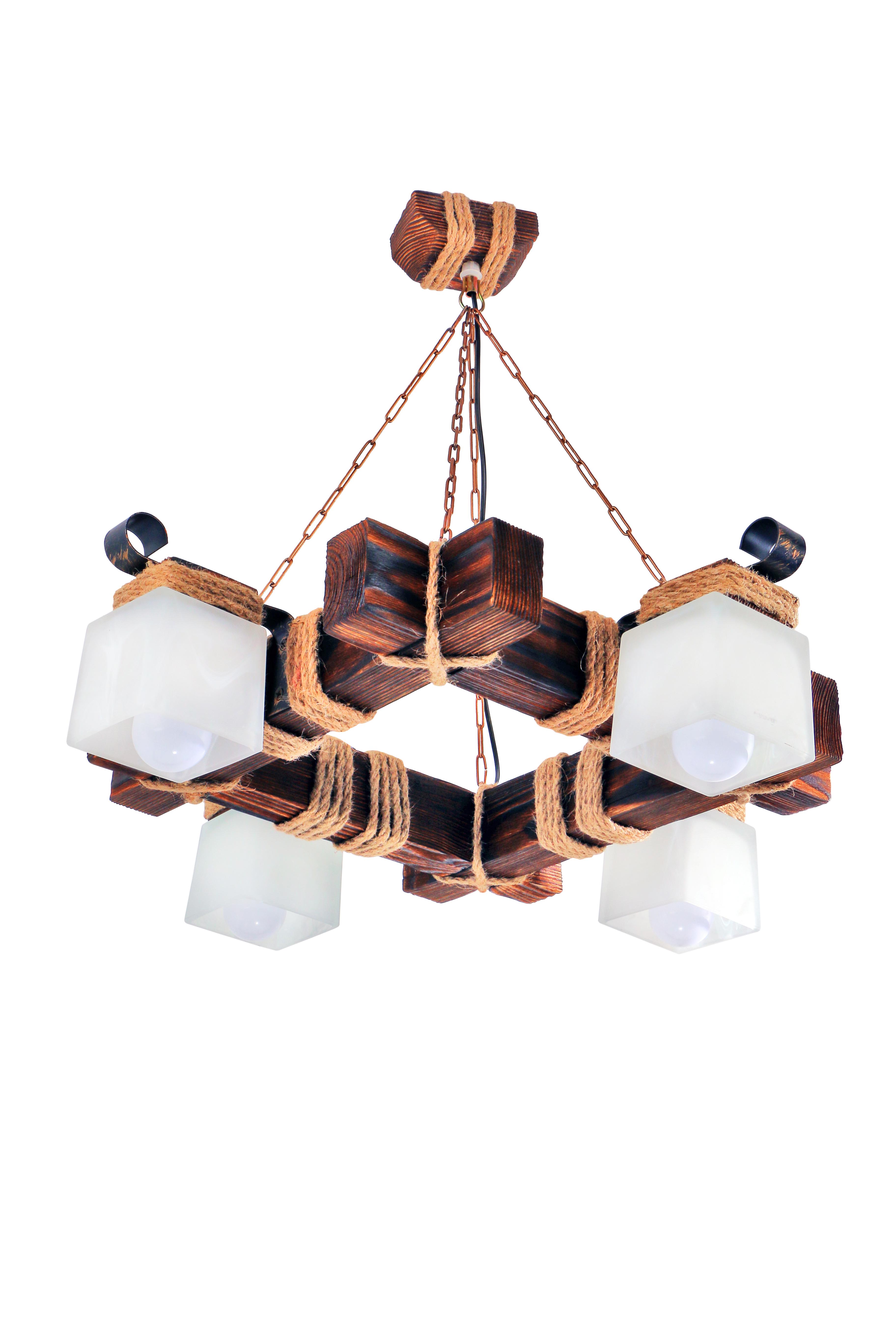 Люстра деревянная Sirius темный обжиг на 4 плафона (S7013/4)