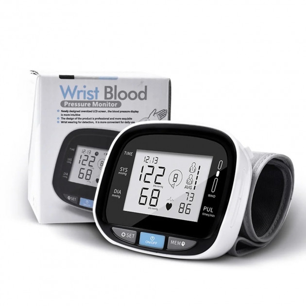 Тонометр портативний Wrist Blood C105L8 Чорно-білий (00266) - фото 2