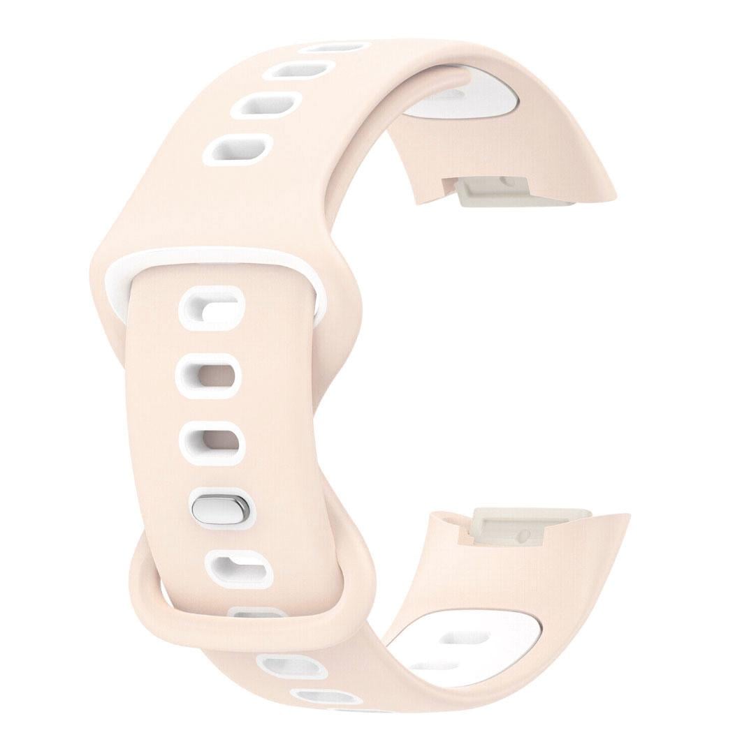 Ремешок силиконовый Primolux Sport для фитнес браслета Fitbit Charge 5 М Pink/White