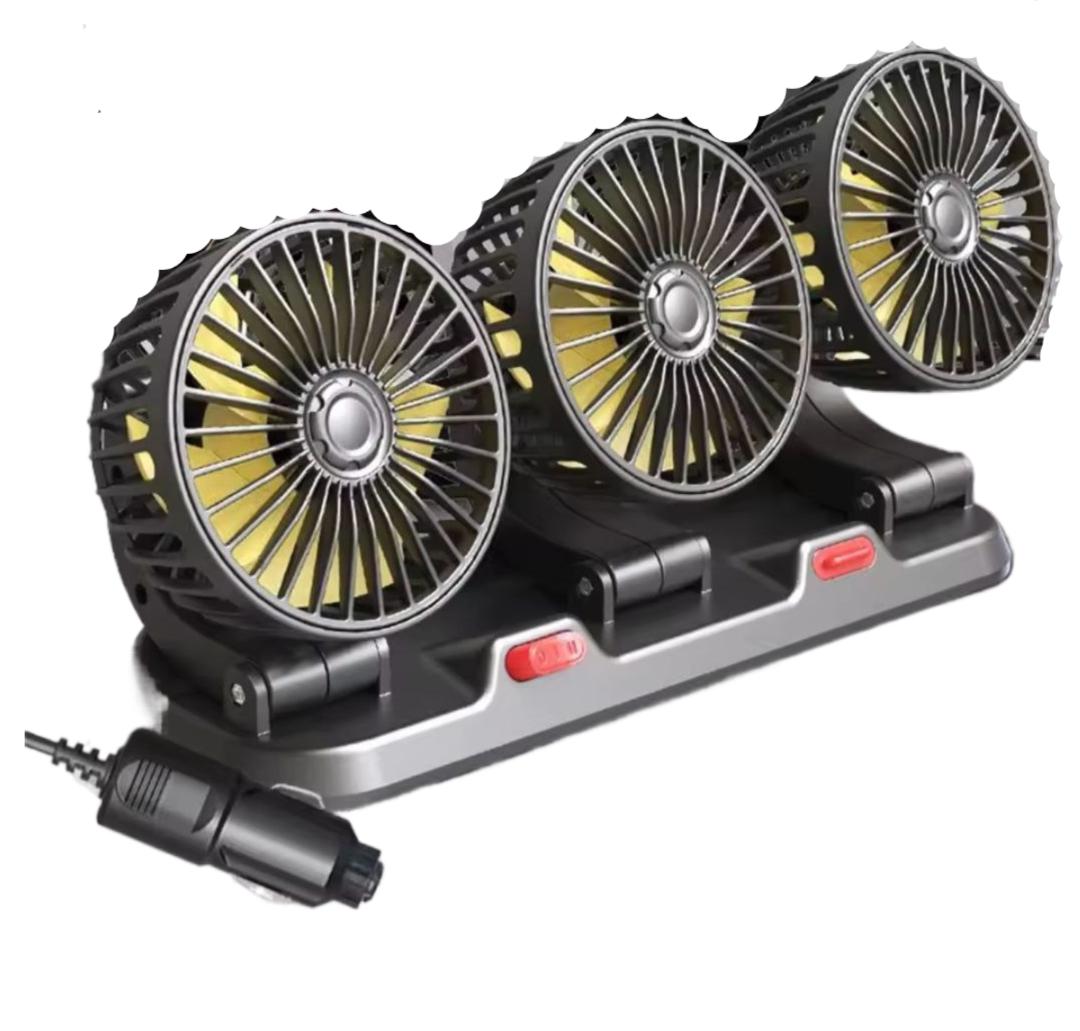 Вентилятор автомобільний потрійний на два режима швидкості 12 V Вентилятор автомобільний потрійний на два режима швидкості 12 V