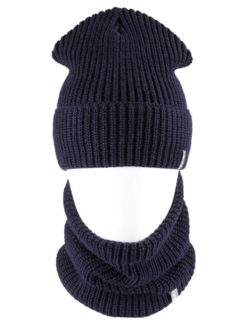 Вязаная шапка Кahta Fashion Hat с Buff снуд унисекс р. 57-58 Синий (OC-088)