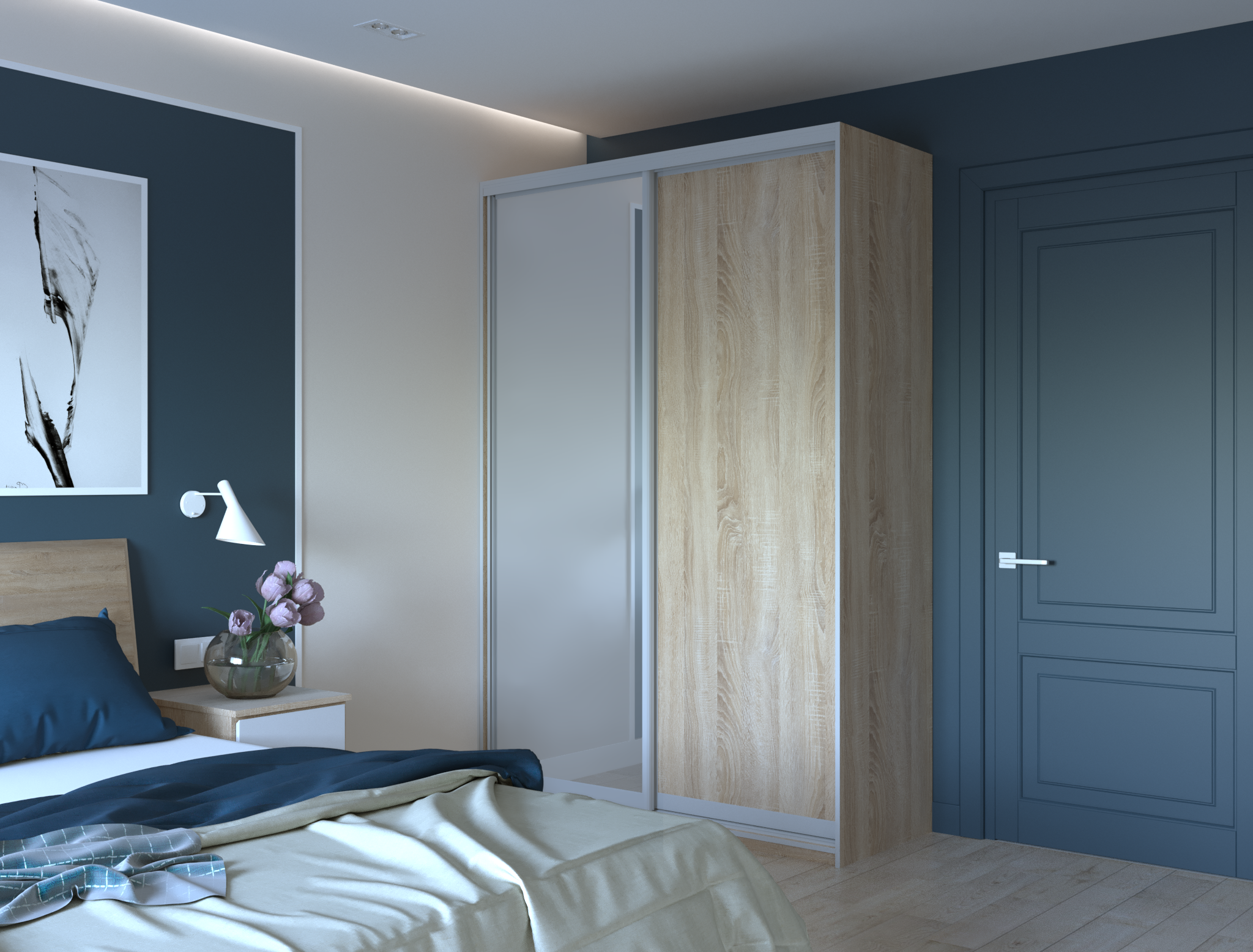 Шкаф-купе двухдверный Doros Сити Лайт 150х60х225 см Дуб Сонома/1 Зеркало (DRS-011083)