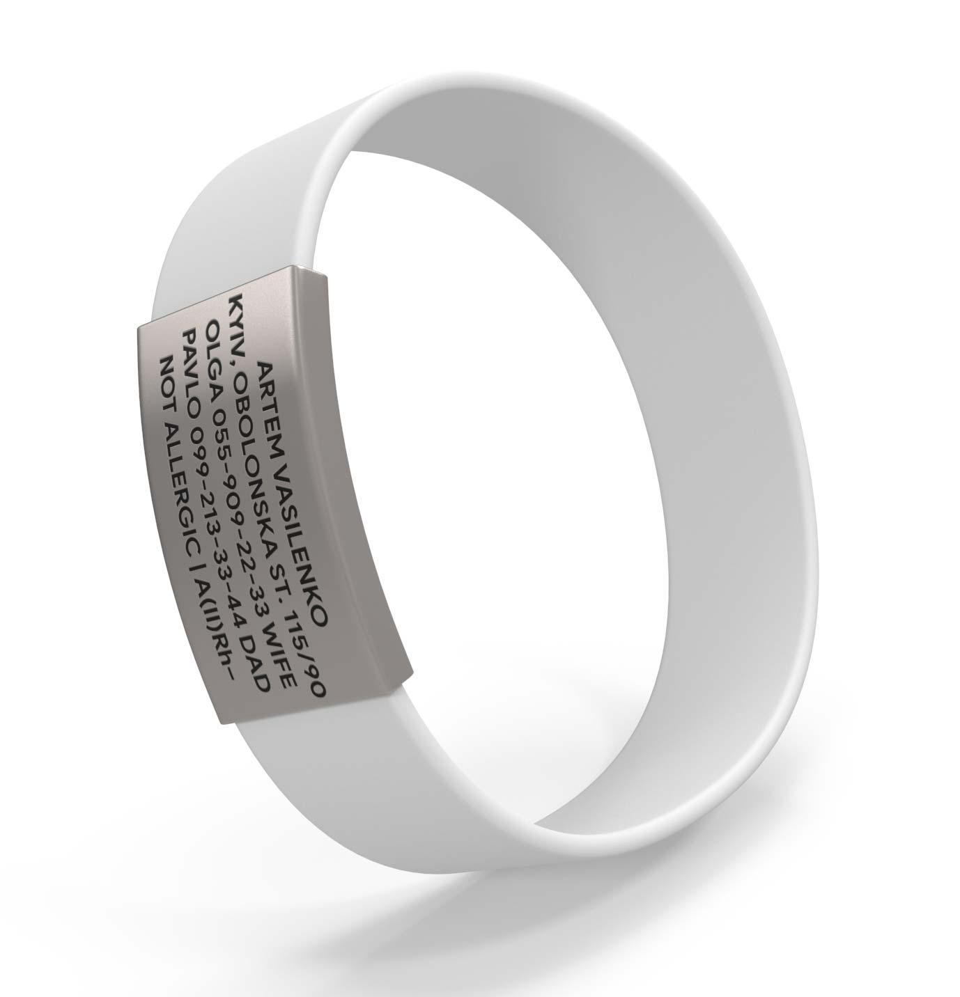 Браслет с номером телефона Basic M White - фото 2