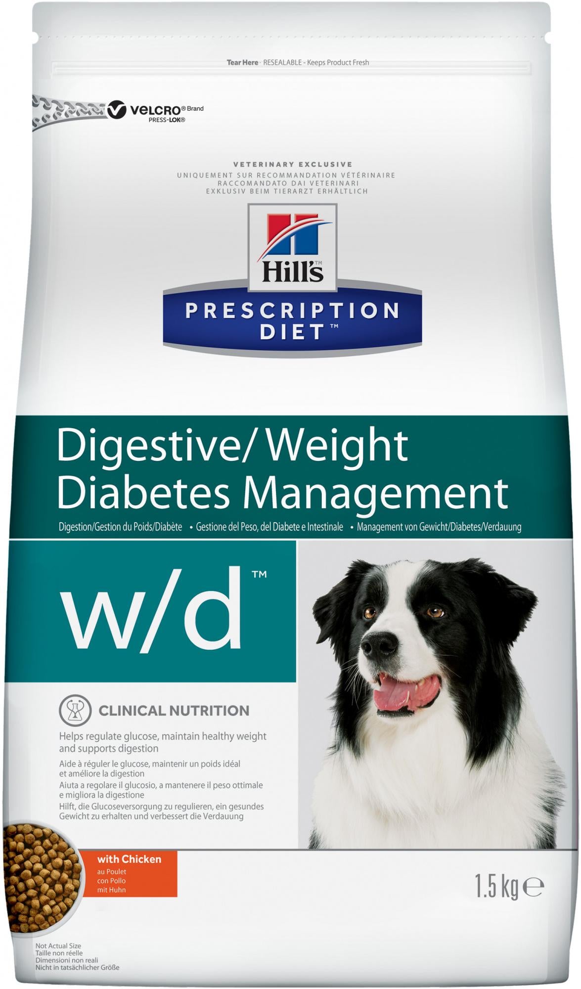 Лечебная диета для собак Hill's Prescription Diet W/D Digestive/Weight/Diabetes Management 1,5 кг (33127)