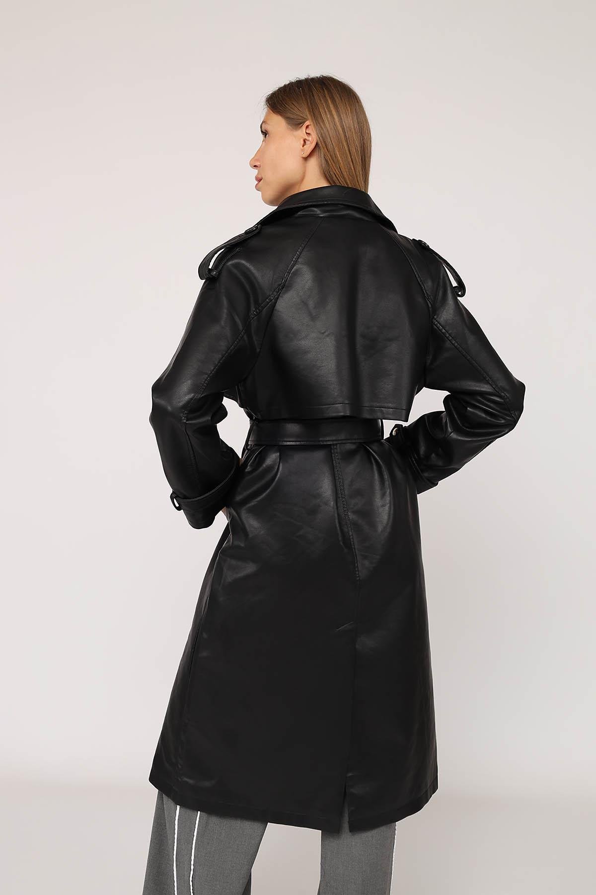 Плащ жіночий ЦБ-00277871 р. 48 Чорний (28425570) - фото 10 Плащ жіночий ЦБ-00277871 р. 48 Чорний (28425570) - фото 10