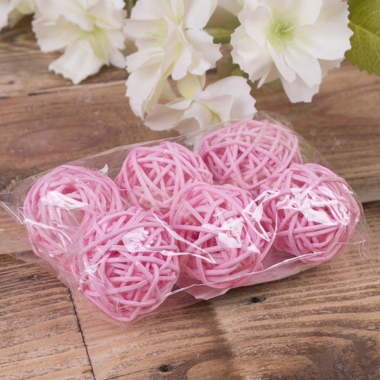 Набор Шарики ротанг 3 см Розовый (3037-4)