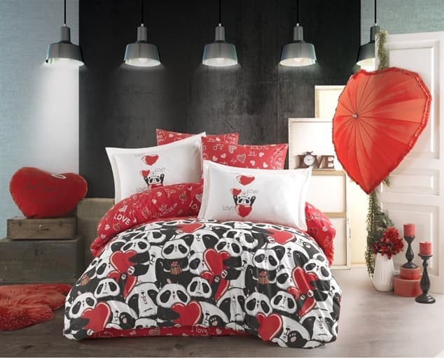 Комплект постельного белья Hobby Poplin Amore 200x220/50x70 см 2 шт.