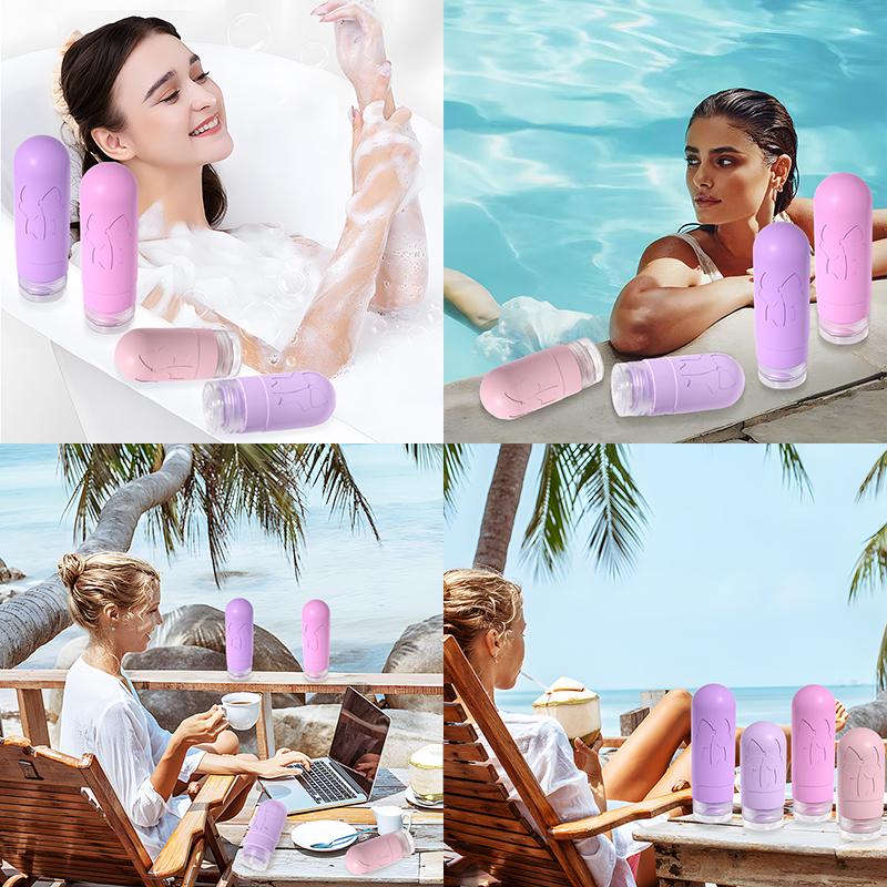 Набор дорожных баночек емкости для путешествий силиконовые 4 шт. 60 и 90 мл в косметичке Фиолетовый (113_4_0_1С) - фото 8 Набор дорожных баночек емкости для путешествий силиконовые 4 шт. 60 и 90 мл в косметичке Фиолетовый (113_4_0_1С) - фото 8