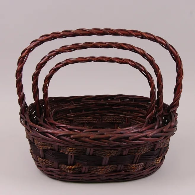 Комплект кошиків з лози Flora 3 шт. Коричневий (37494)