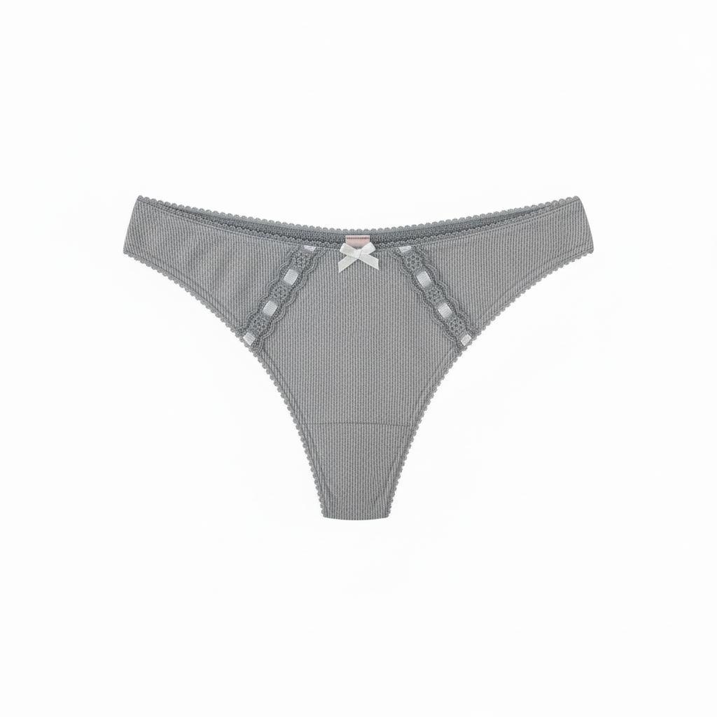 Трусики стрінги Victoria's Secret Cotton Thong Panty Gray S Сірий (26824507)