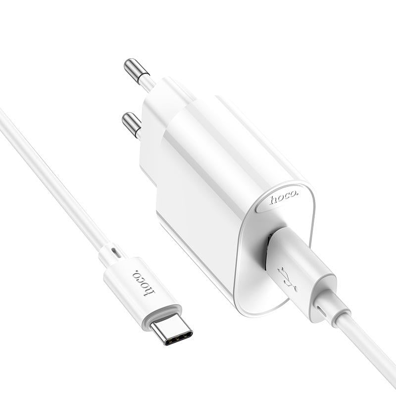 Зарядний пристрій Hoco Type-C Cable Fighter C109A 1USB 18W 3A QC White (562214) - фото 3 Зарядний пристрій Hoco Type-C Cable Fighter C109A 1USB 18W 3A QC White (562214) - фото 3