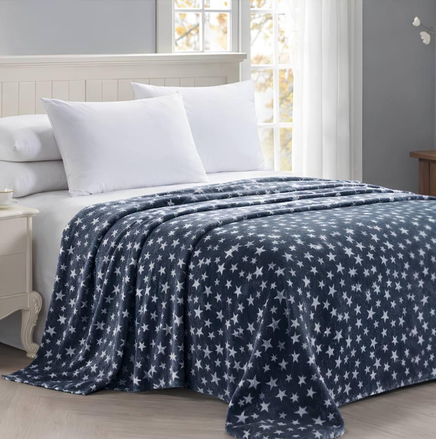 Покрывало-плед велсофт Star Night со звездами 150x220 см Темно-серый (2934616450)