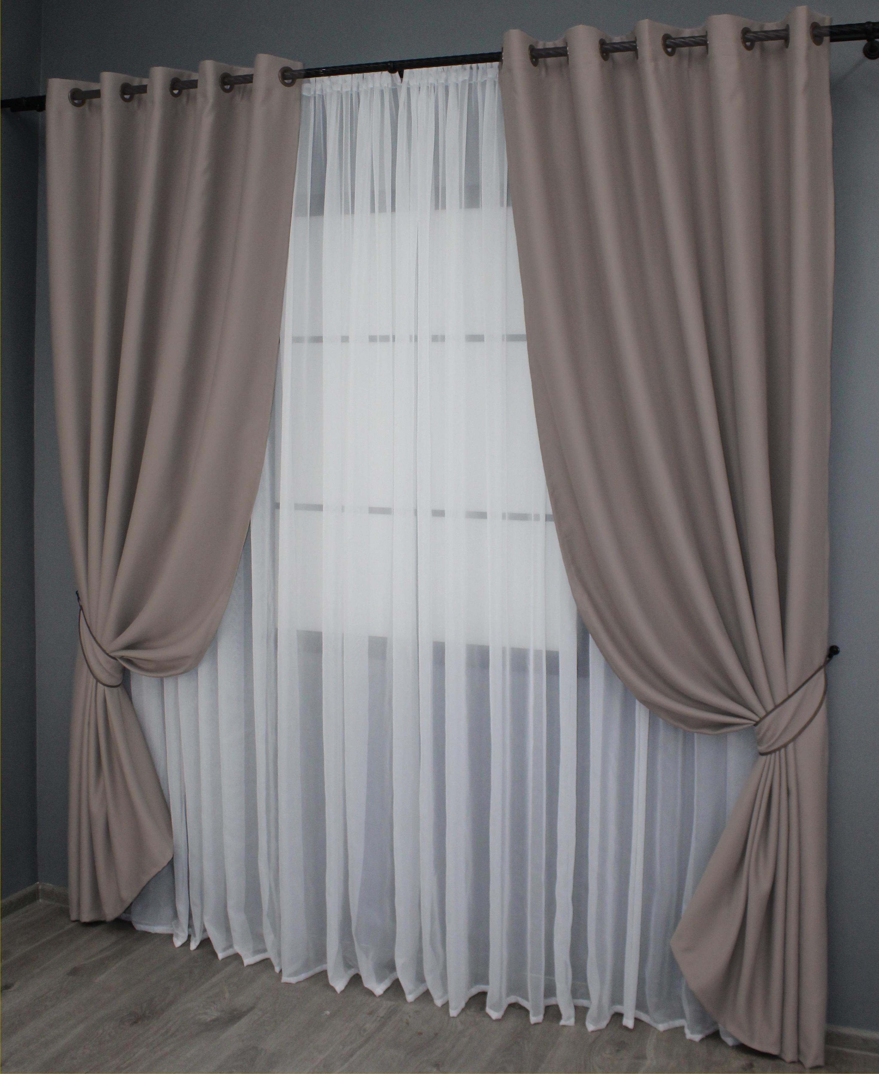 Комплект штор на люверсах VR-Textil Блэкаут Bagema Rvs № 1242ш 150х250 см 2 шт. Какао (37-0111) - фото 2