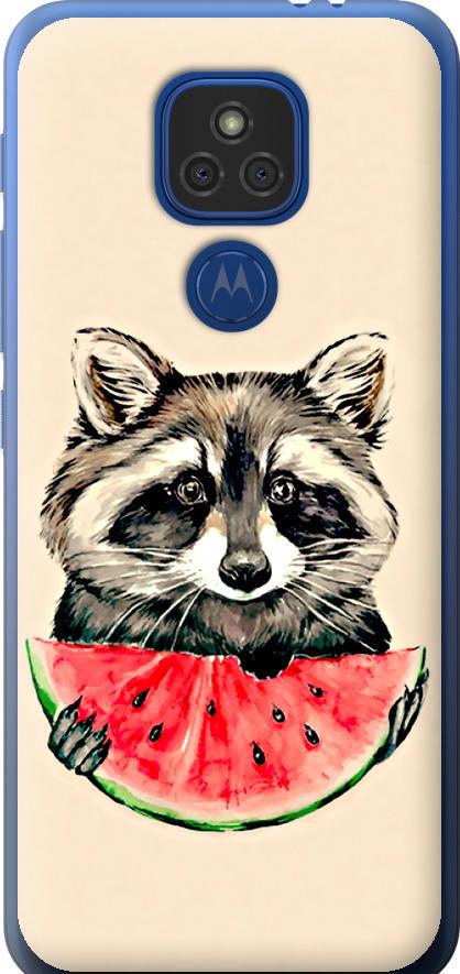 Чохол на Motorola E7 Plus Єнотик з кавуном (4605u-2107-42517)