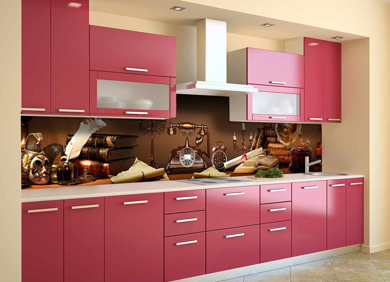 Кухонный фартук Zatarga "Ретро телефон" из самоклеющейся виниловой пленки 65х250 см Коричневый