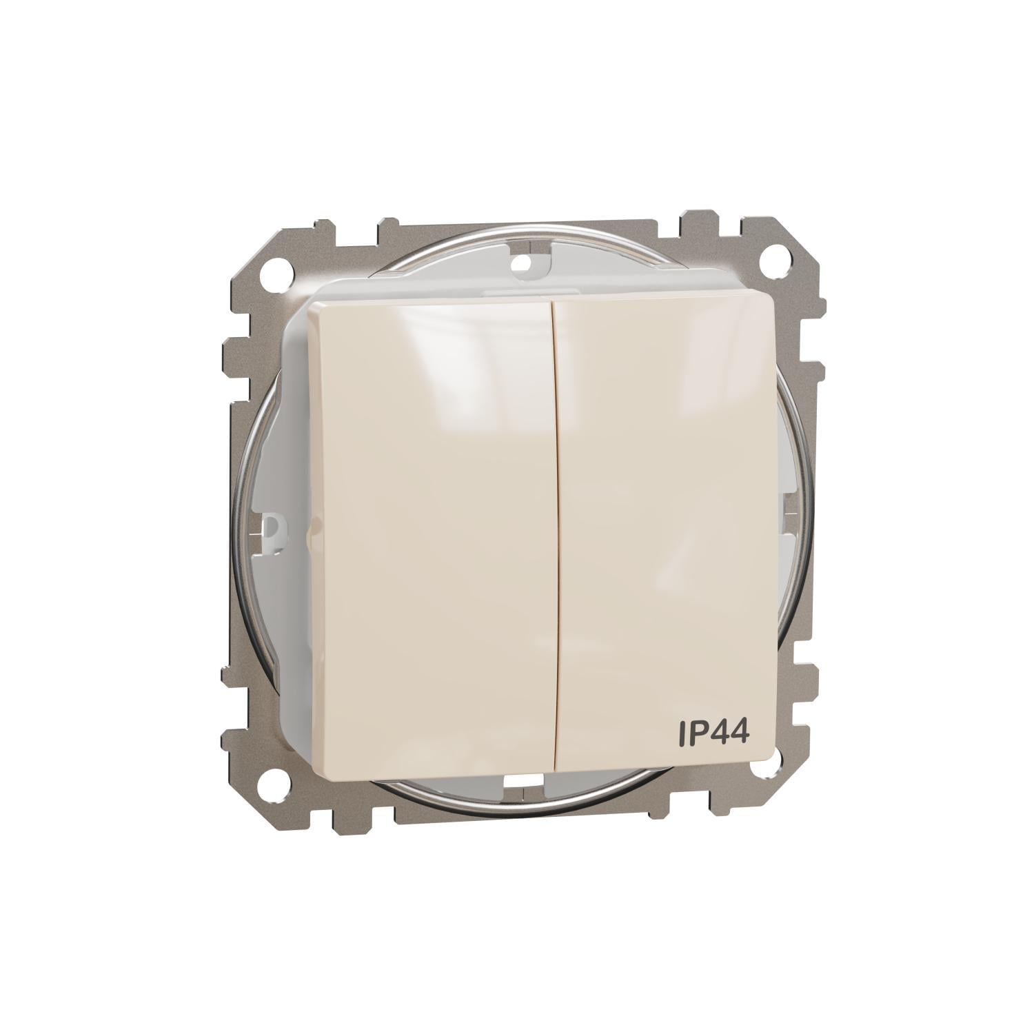 Выключатель двухклавишный Schneider Electric Sedna Design IP44 Бежевый (SDD212105)