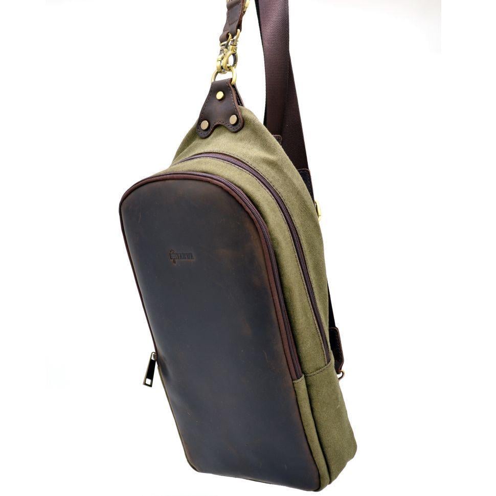 Міський рюкзак-слінг TARWA RH-2017-4lx канвас/кінська шкіра (15117)