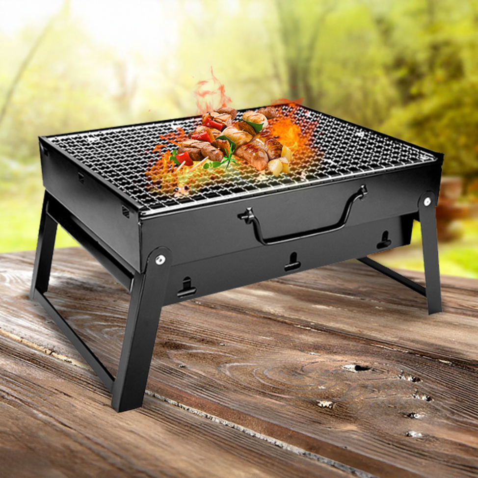 Міні мангал-гриль складаний похідний з решіткою для барбекю 35 см Чорний (Е500093) Міні мангал-гриль складаний похідний з решіткою для барбекю 35 см Чорний (Е500093)