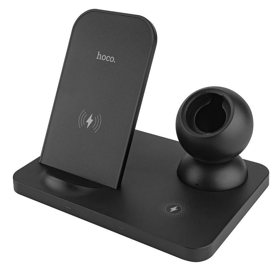 Зарядний пристрій бездротовий Hoco CW33 Ultra-Charge 3in1 vertical wireless fast charger Black (231653)
