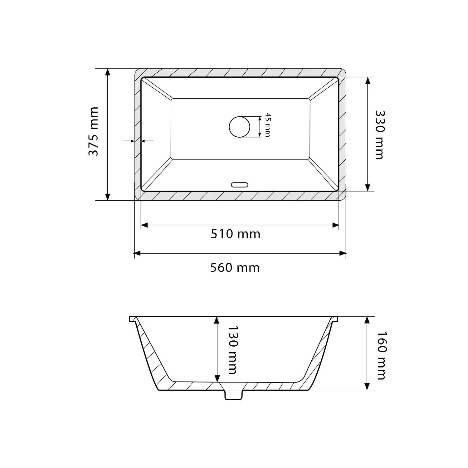 Раковина врезная VBI Merano M прямоугольная 375x560 мм Белый (RM-VBI-018005) - фото 5 Раковина врезная VBI Merano M прямоугольная 375x560 мм Белый (RM-VBI-018005) - фото 5