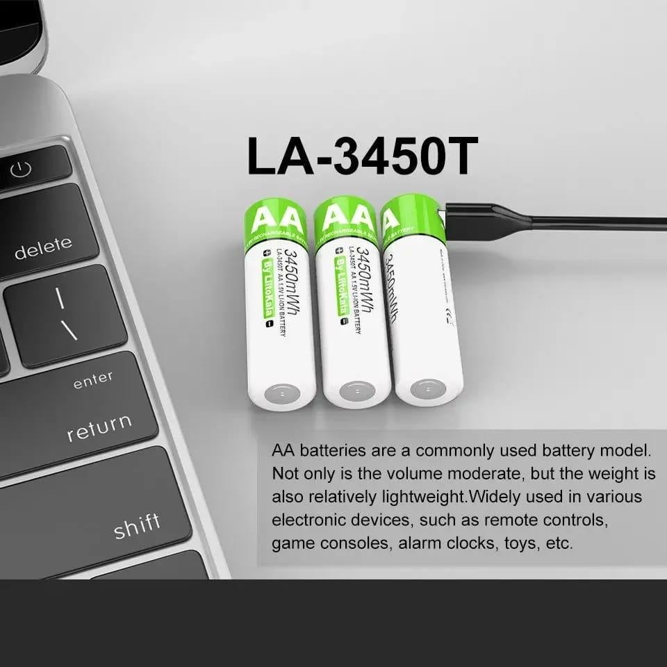 Батарейки акумуляторні LiitoKala 3450 AA USB Type-C 1,5V 3450 mWh 4 шт. - фото 6 Батарейки акумуляторні LiitoKala 3450 AA USB Type-C 1,5V 3450 mWh 4 шт. - фото 6
