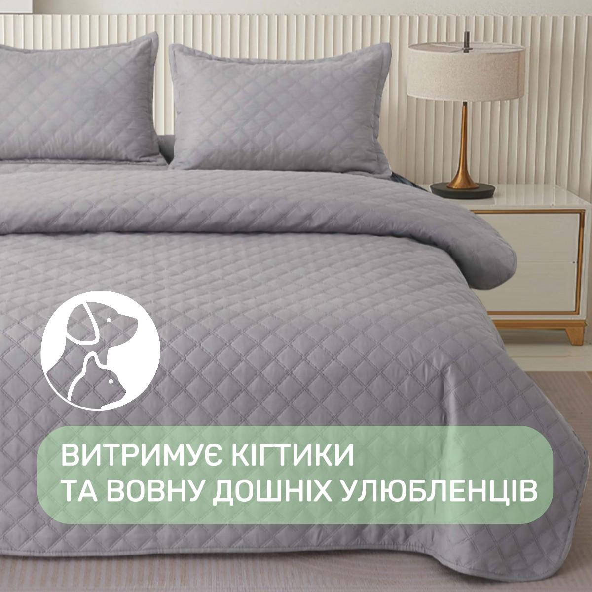 Покрывало стеганое и 2 наволочки с подушками Koloco 100% хлопок евро 200х230 см Серый (41699) - фото 3