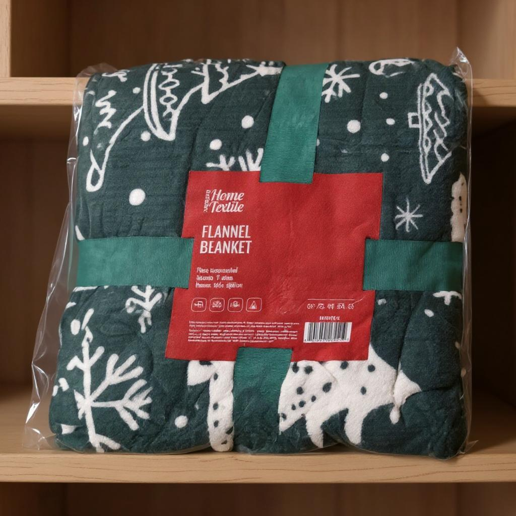 Плед-покривало м'який Ardesto Christmas Flannel зі 100 % поліестеру для спальні дитячої з різдвяним принтом Ялинки 160x200 см Зелений (ART0128PB)