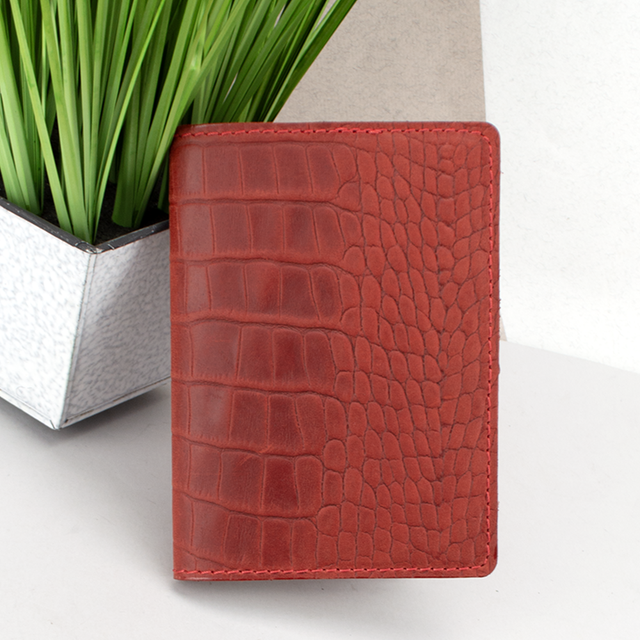 Обложка на паспорт Handycover 0054 кожаная под рептилию Красный (2329132702)
