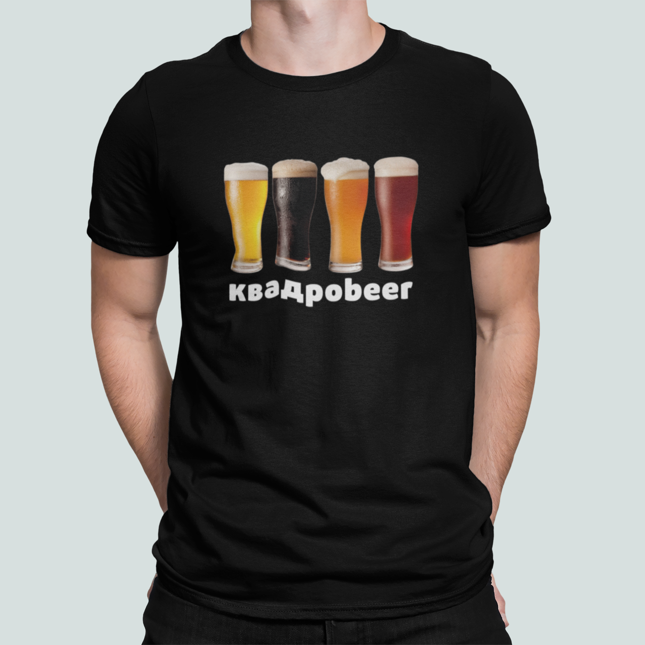 Футболка мужская Stedman с принтом "Квадроbeer" Четыре пива XXL Черный (ПН371-5)