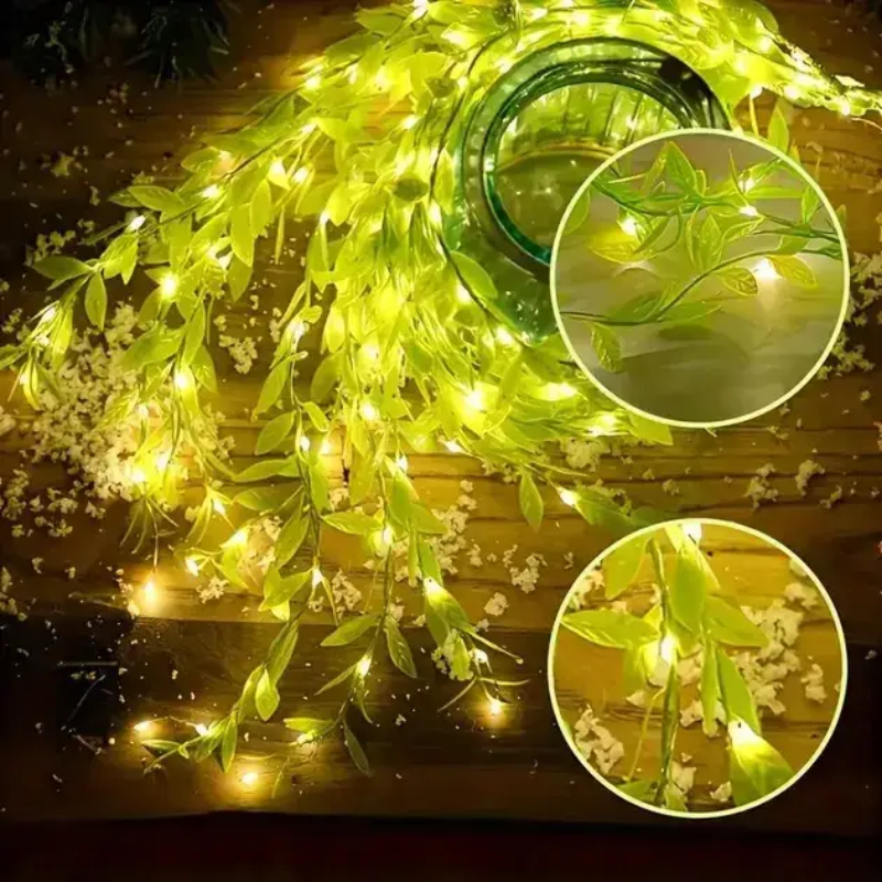 Гірлянда світлодіодна Зелена Іва теплий з LED-підсвіткою з листям (2814870553) - фото 8