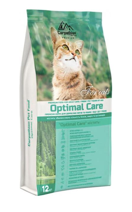 Корм сухий для дорослих кішок Carpathian Pet Food Optimal Care з куркою та морським окунем 12 кг