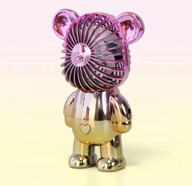 Вентилятор мини USB детский в форме мишки с аккумулятором и 3 режимами (2596735004)