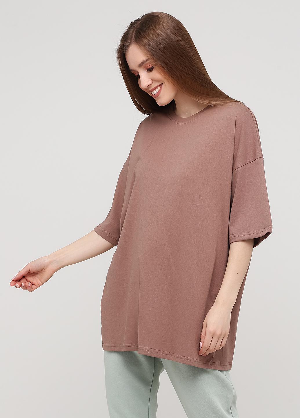 Футболка женская Hibrand оверсайс S Бежевий (Wn118)