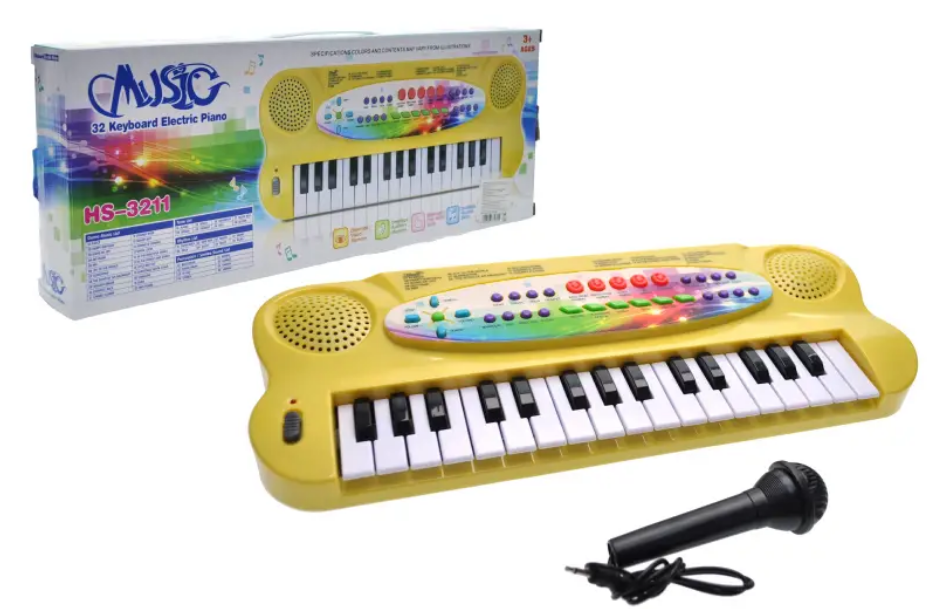 Піаніно з мікрофоном A-Toys HS3211AB в коробці Жовтий