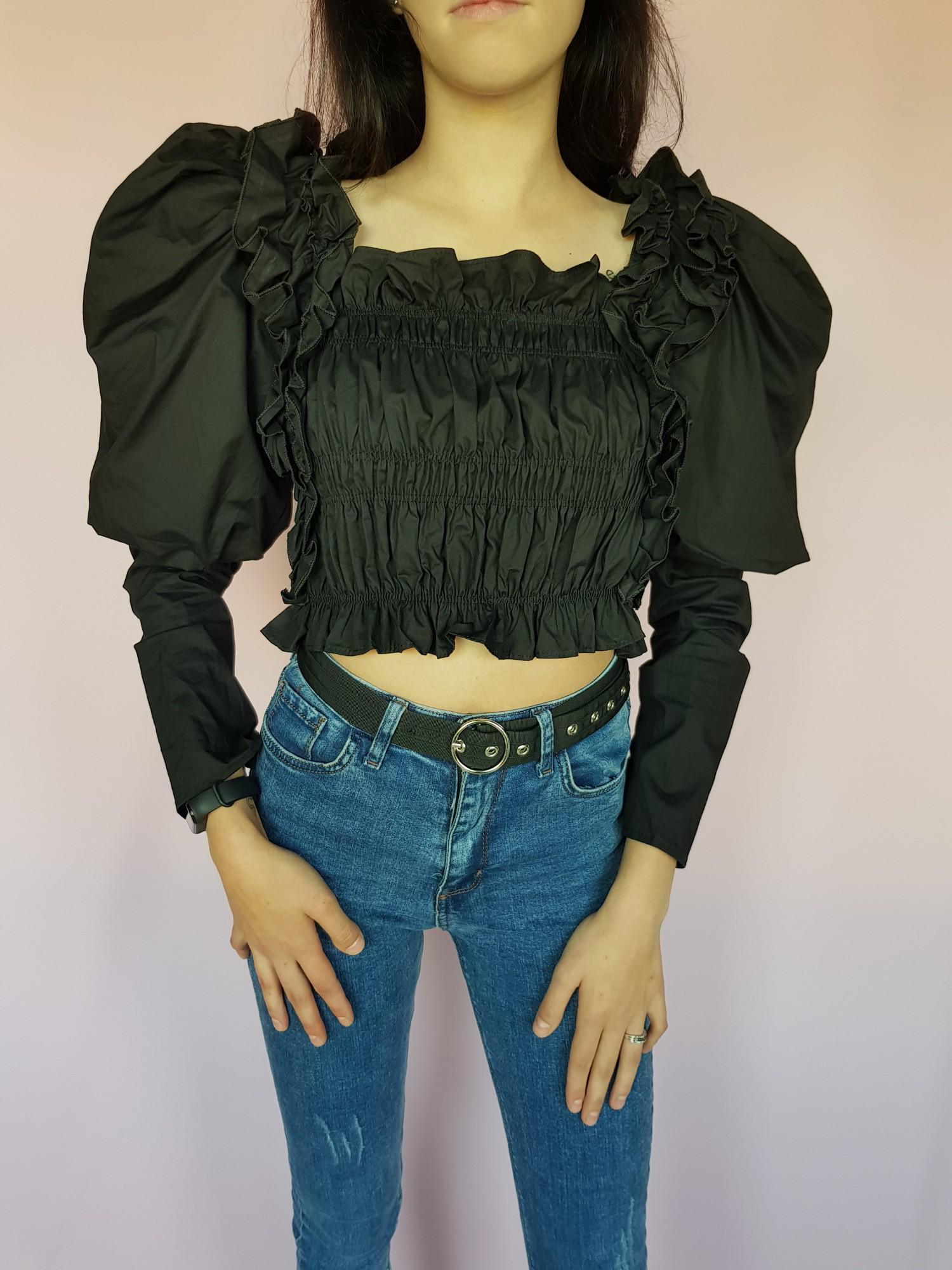 Топ женский Flamant Rose с объемными рукавами XS Черный (10294/40) Топ женский Flamant Rose с объемными рукавами XS Черный (10294/40)