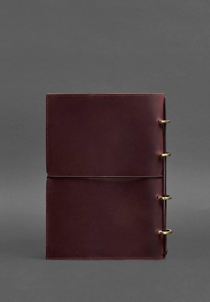 Блокнот шкіряний Софт-бук 9.0 Crazy Horse А4 на кільцях в м'якій обкладинці Бордовий (A-027505) - фото 6