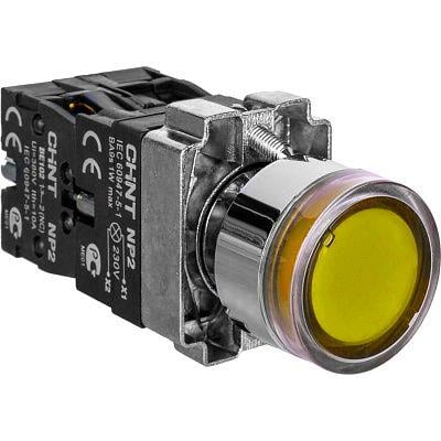 Кнопка керування CHINT NP2-BW3565 1NO+1NC 22 мм LED 230V Жовтий (574380)