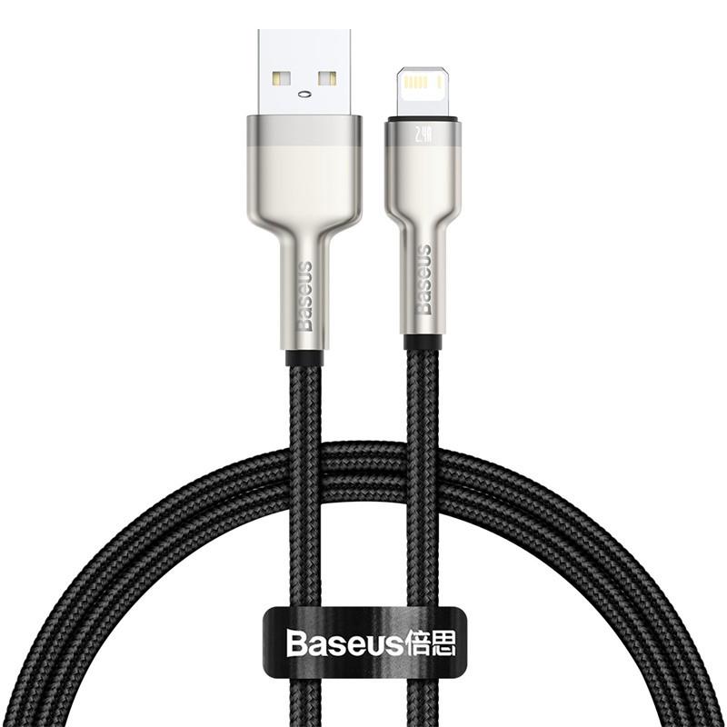 USB кабель BASEUS для iPhone Lightning Cafule Series Metal Data Cable 0,25 м 2.4A Black - фото 1