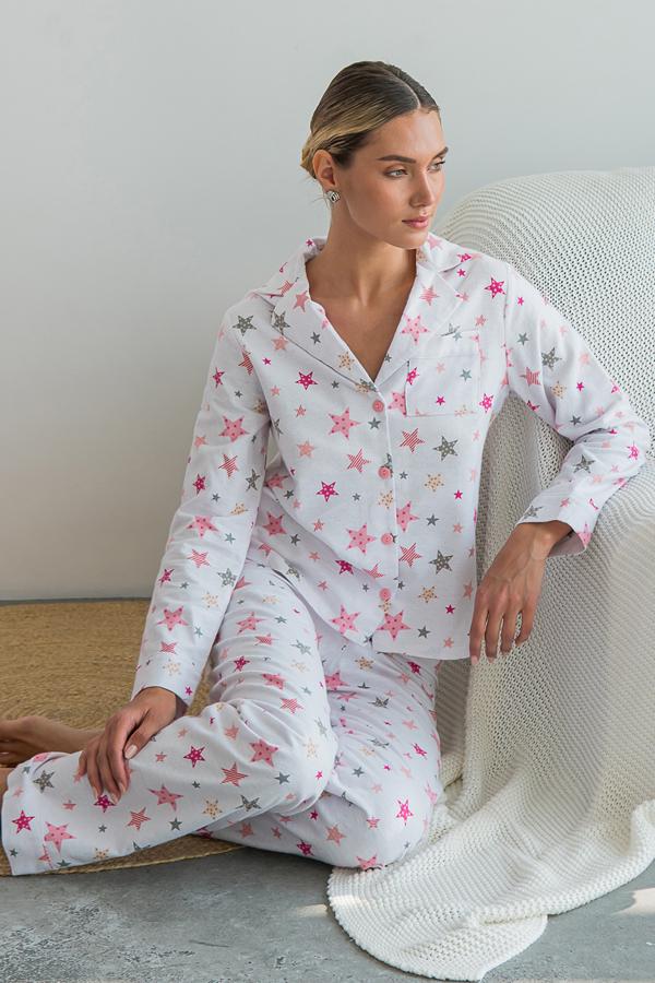 Піжама фланелева Forli Rose Galaxy FL0057-25-69 з брюками L (18164122) - фото 2 Піжама фланелева Forli Rose Galaxy FL0057-25-69 з брюками L (18164122) - фото 2
