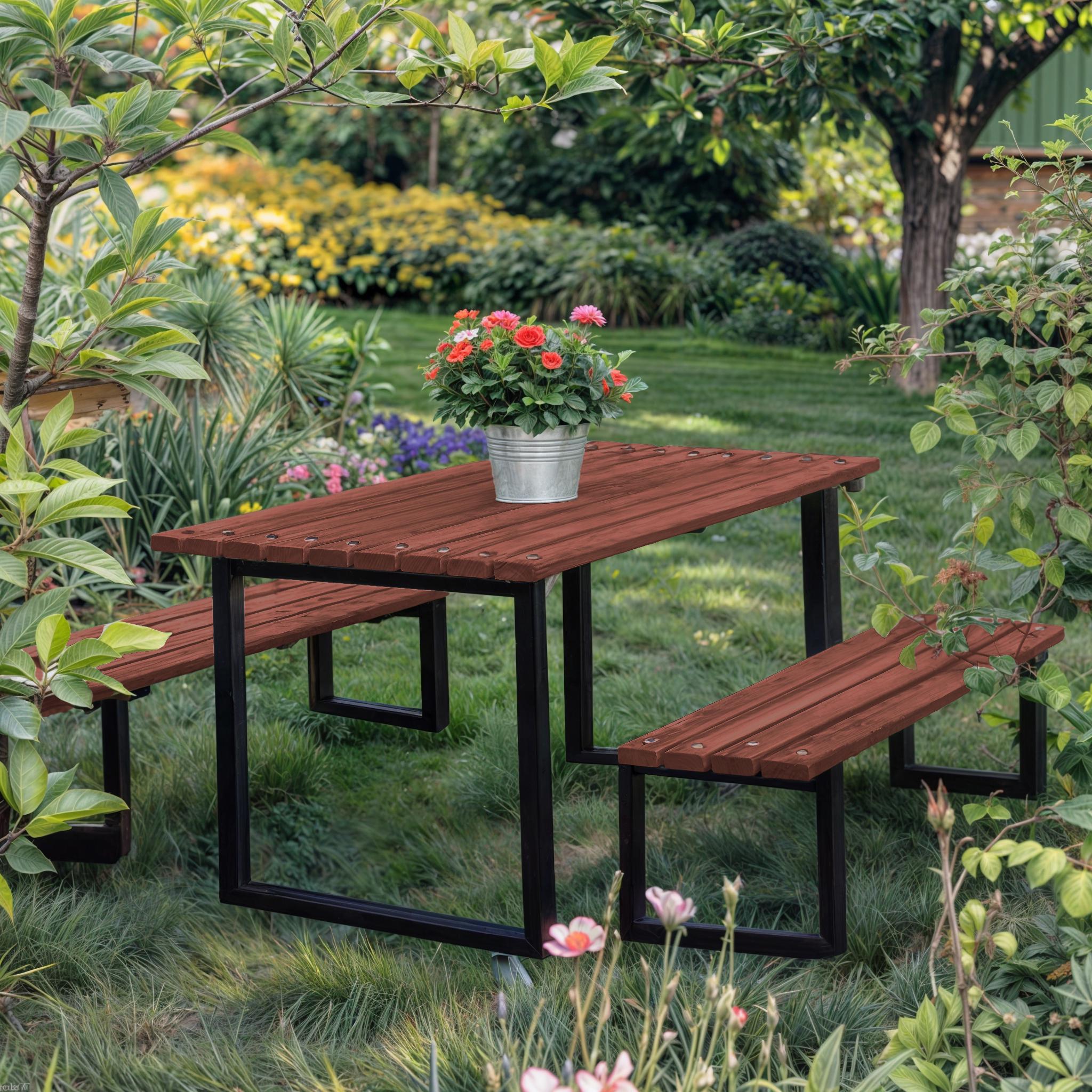 Стіл садовий Tobi Sho Грід у стилі Лофт 3000х700х800 мм Черешня - фото 3