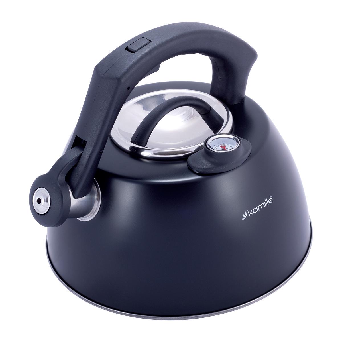 Чайник Kamille Vizo из нержавеющей стали со свистком и термометром индукционный 3 л - фото 7