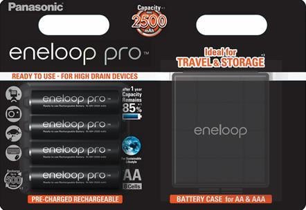 Батарейки Panasonic Eneloop Pro AA 2500 mAh с кейсом для хранения 4 шт. (ERC-BK-3HCDEC4BE)