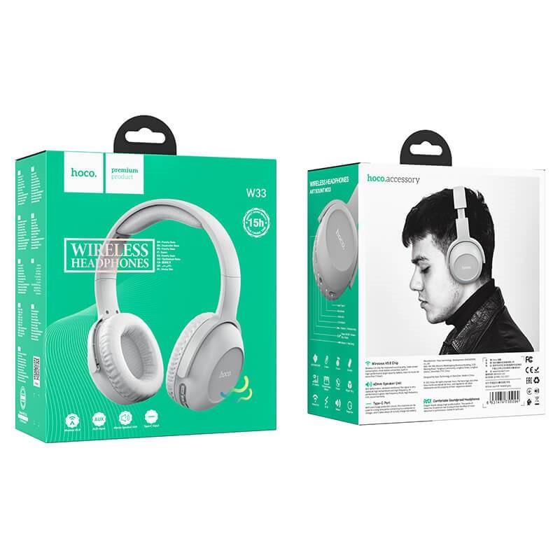 Наушники Bluetooth HOCO W33 Art sount BT5.0, серые - фото 3